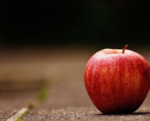 Apple sitting on the ground