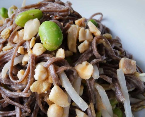 Try this recipe: healthy 5-minute Asian Noodle Bowl with protein!