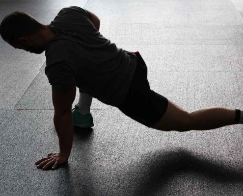 Man stretching his legs