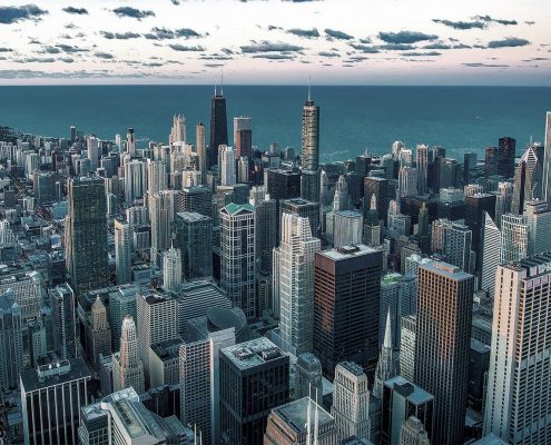 Chicago Skyline with Lake Michigan