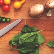 Vegetables on cutting board for healthy meal and food prep