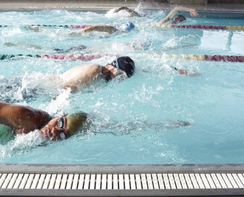 Swimmers using an FFC lap pool.