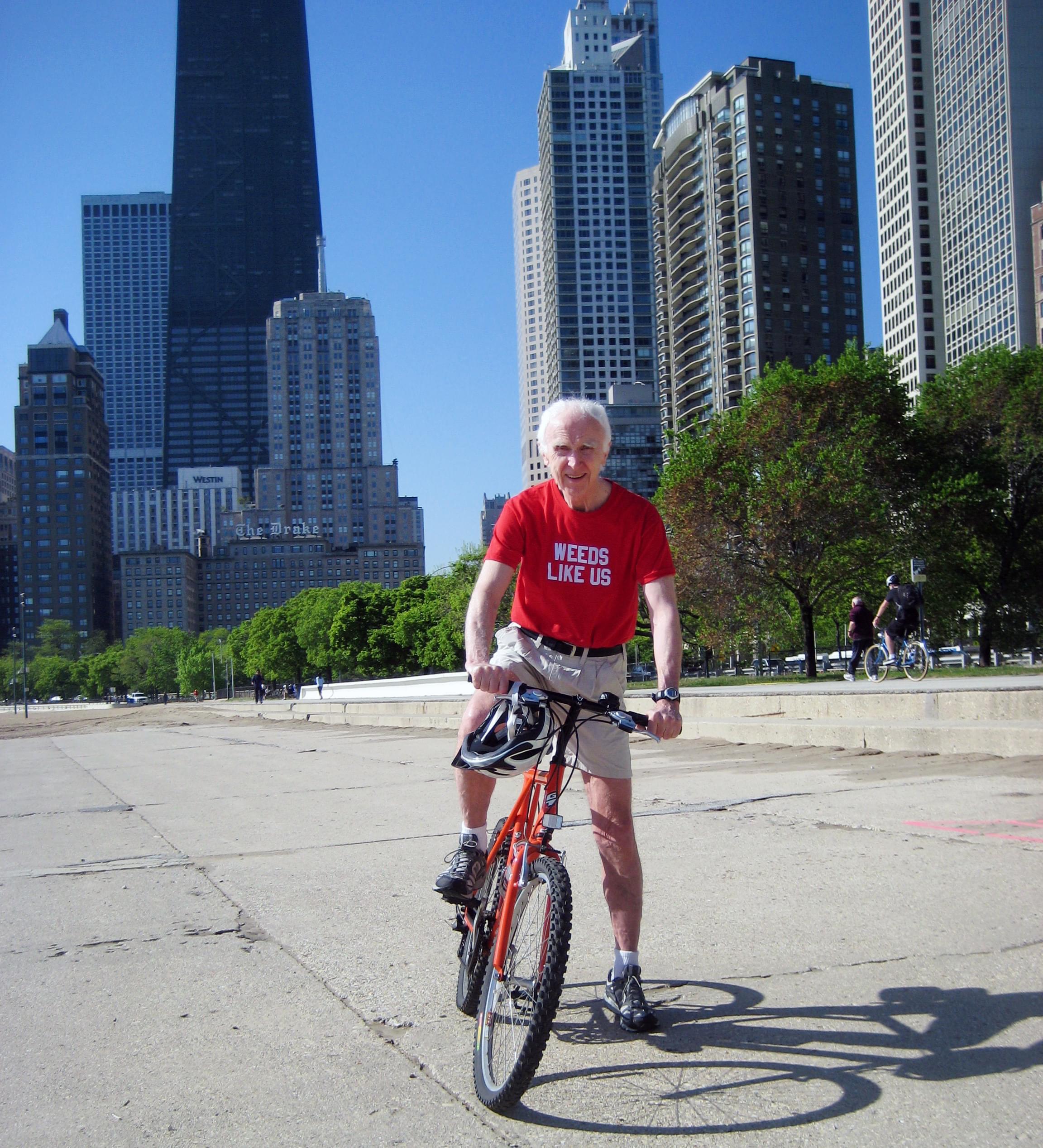 Riding a bike on the Lakefront Path