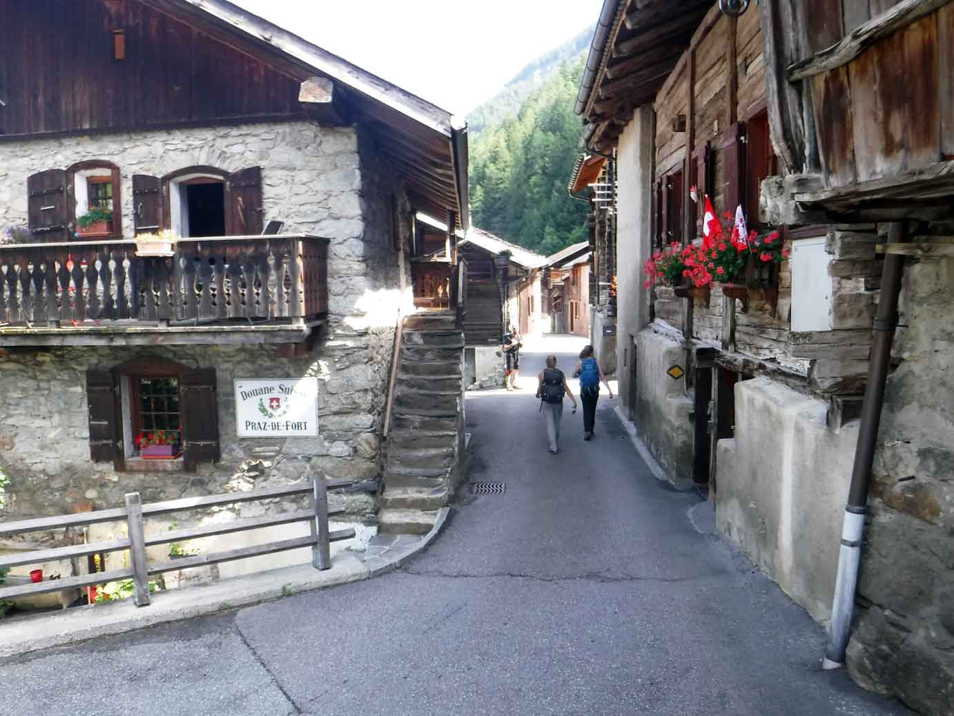 Swiss village near Tour du Mont Blanc