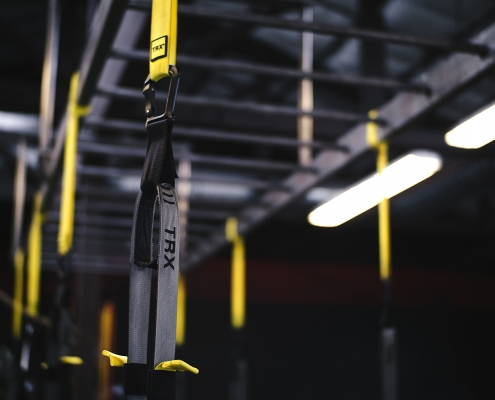 TRX Bands hanging from rack