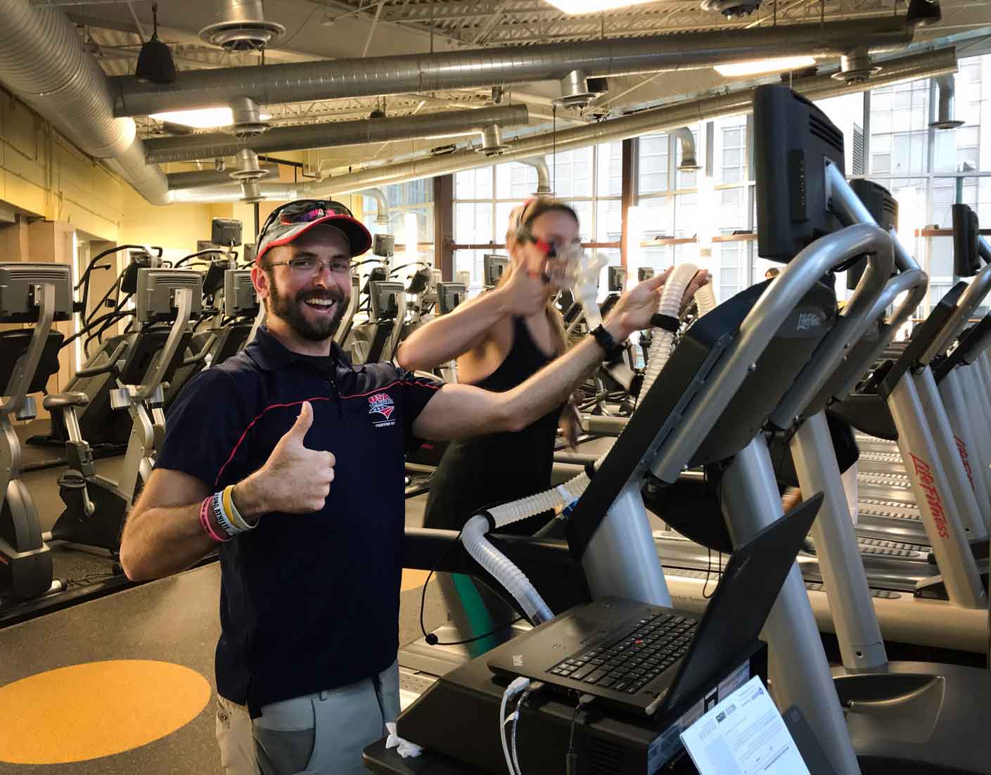 Running on the treadmill for the VO2 Max test