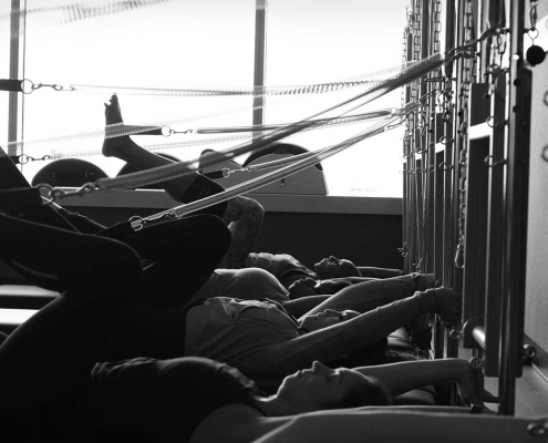 Students taking a pilates class