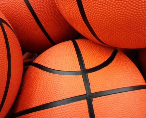 close up of a basketball