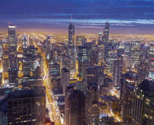 Chicagoland Skyline View from the air