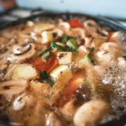 Healthy mushroom soup recipe with barley and leeks - great for a post or pre-workout meal!