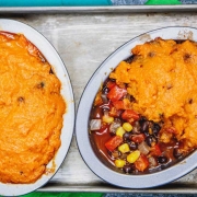 Cinco de Mayo party ideas Mexican Shepherd's Pie with Smoky Sweet Potato Crust