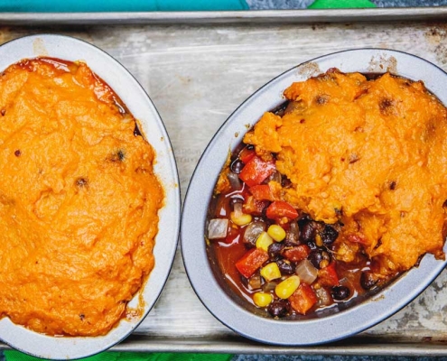 Cinco de Mayo party ideas Mexican Shepherd's Pie with Smoky Sweet Potato Crust