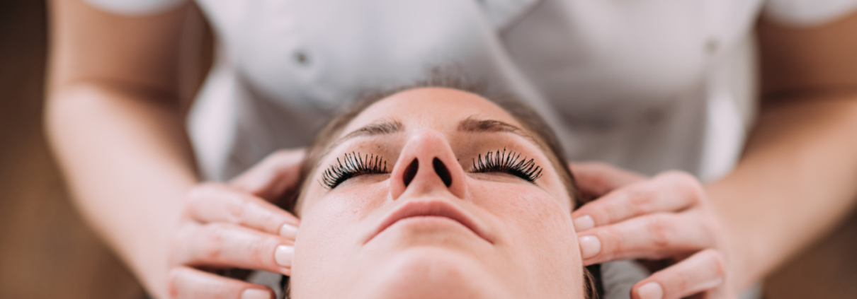 Woman getting head massage