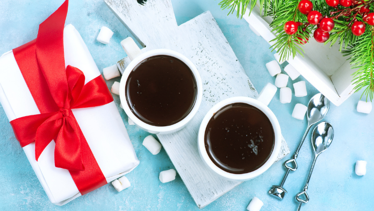 Two mugs of hot cocoa