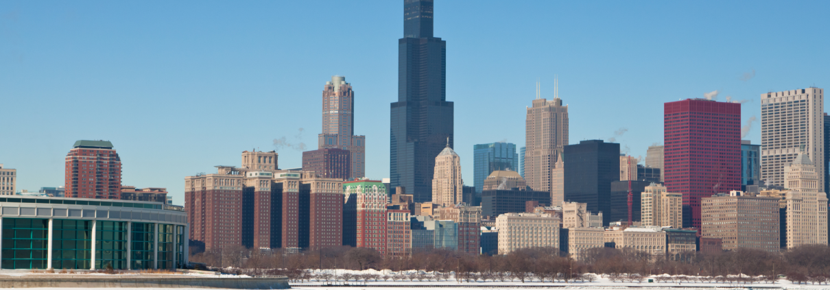 Chicago skyline in winter