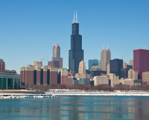 Chicago skyline in winter