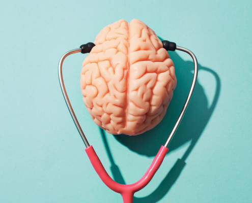 Photo of a brain and stethoscope for mental health