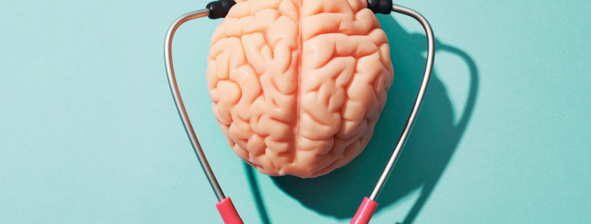 Photo of a brain and stethoscope for mental health