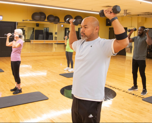 A group fitness class at FFC