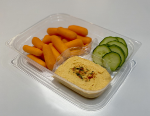 Carrots, hummus and cucumbers