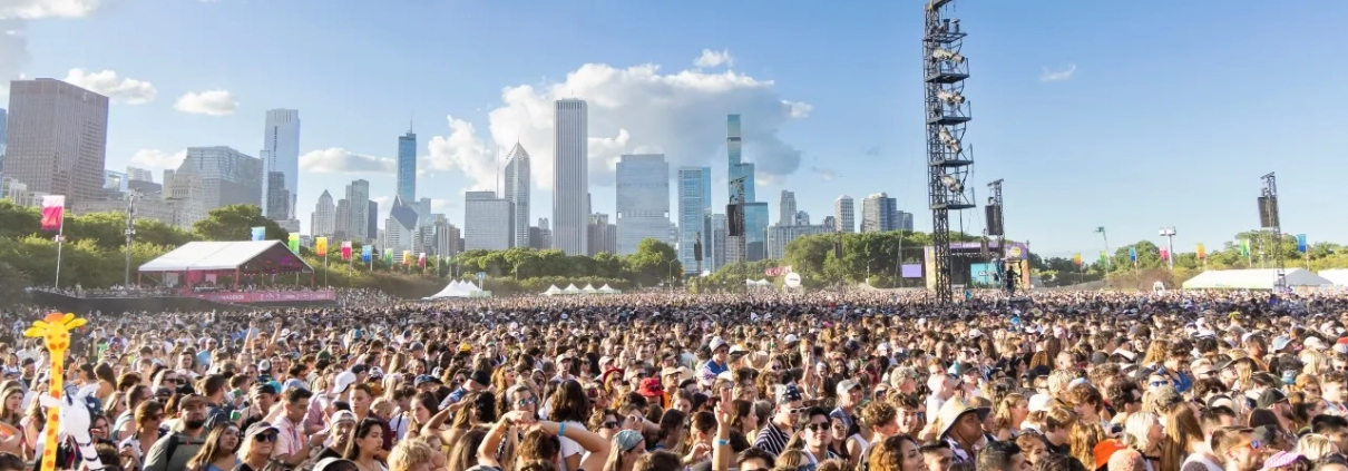 A large group of people gathered at lollapalooza