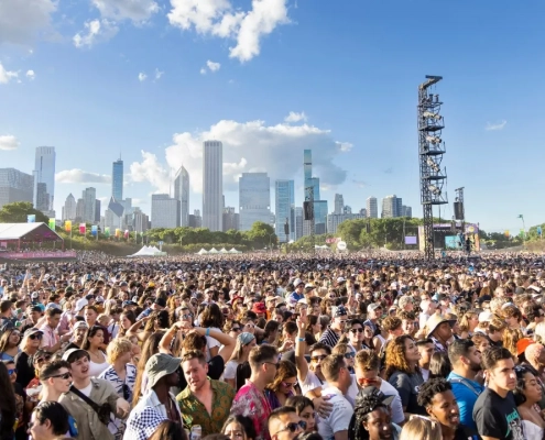 A large group of people gathered at lollapalooza