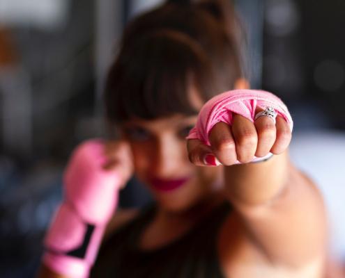 A women in a self defense training session