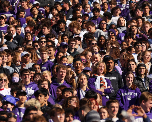 Northwestern students at a college football game