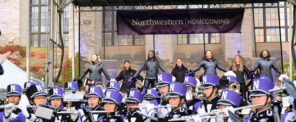 A group of Northwestern students/staff celebrating homecoming week