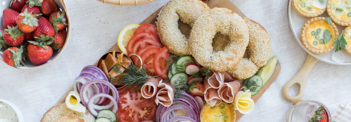 a bagel spread on a table