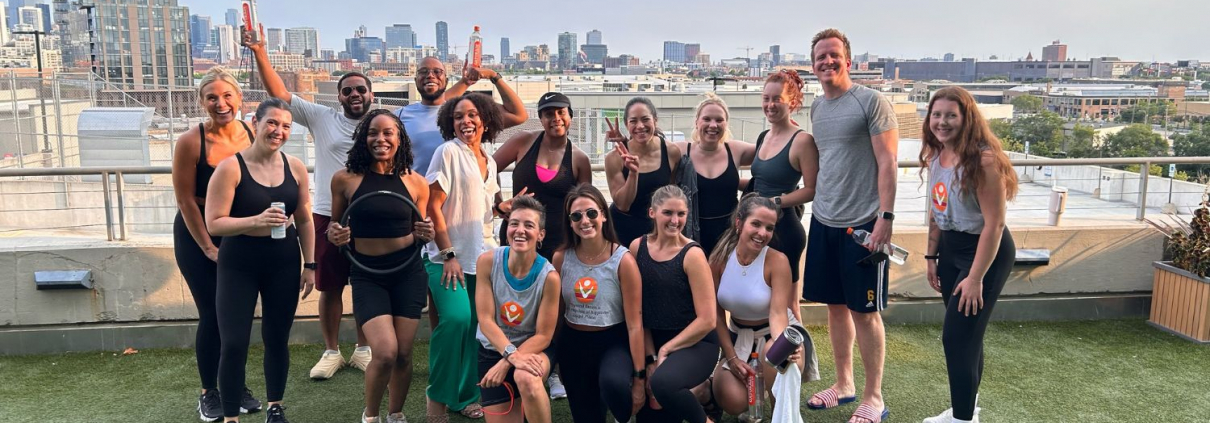 group of members on rooftop deck at best gym in chicago.jpg