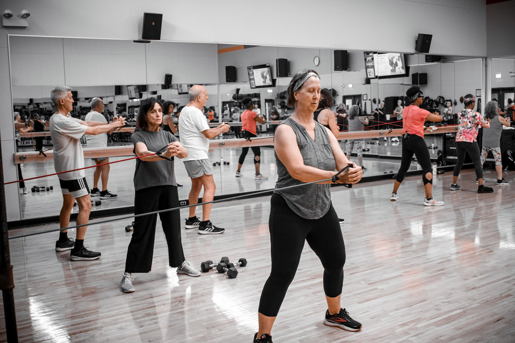 Group fitness class for Seniors at Best Gym in East Lakeview.