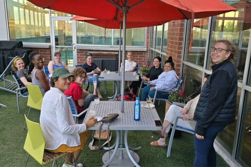 Sundeck party with drinks at Best Gym in Oak Park.