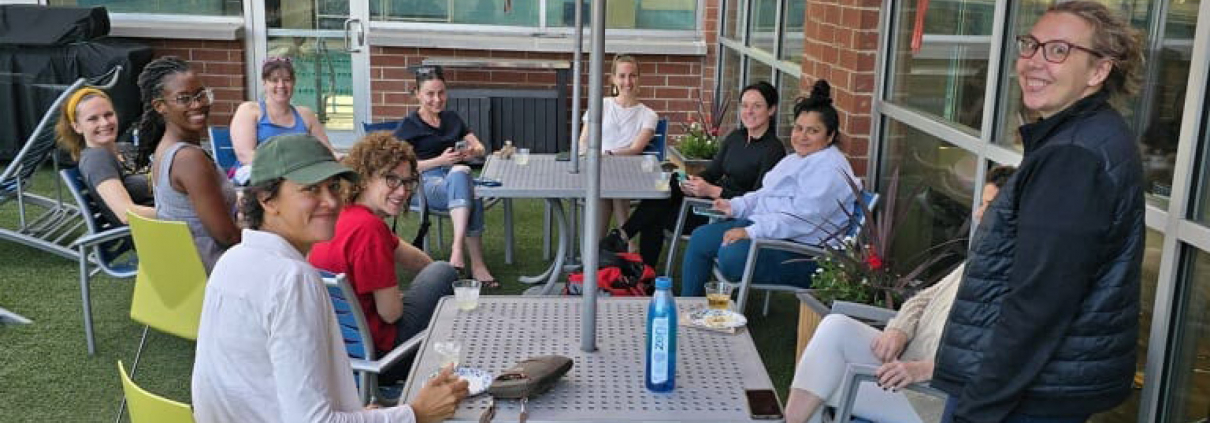 Sundeck party with drinks at Best Gym in Oak Park.