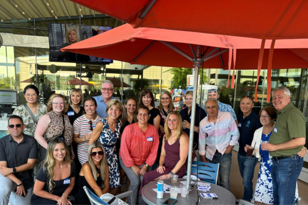 Member Party on the outdoor pool deck at Best Gym in Park Ridge.