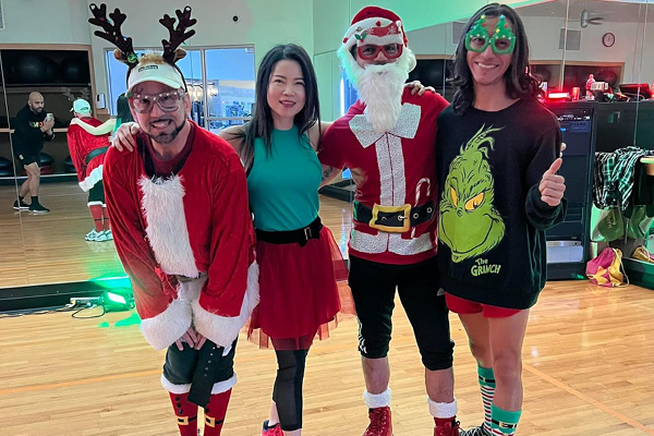 Members dressed in Christmas costumes at Best Gym in South Loop.