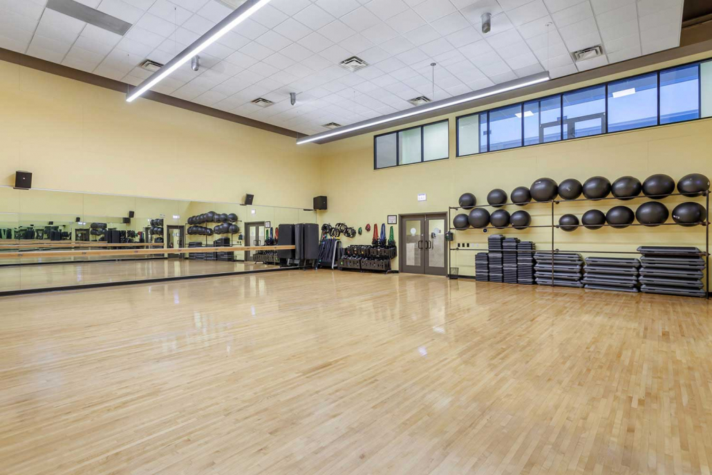 FFC East Lakeview Group Fitness Studio with equipment.