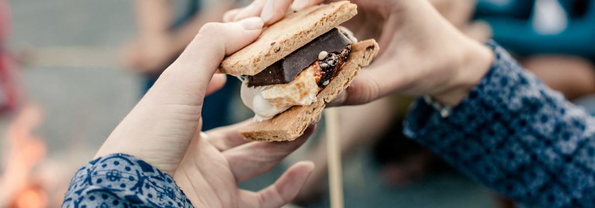 a smore by a firepit