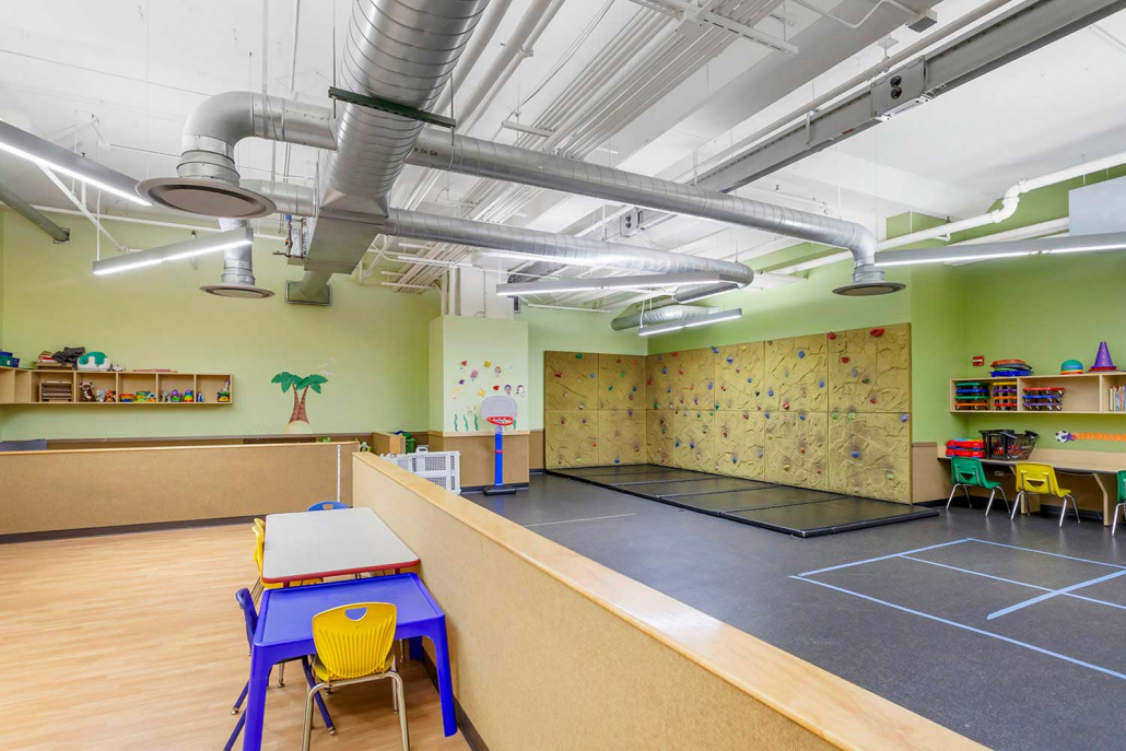 Kids Club with Small Climbing Wall Inside FFC Oak Park Gym.