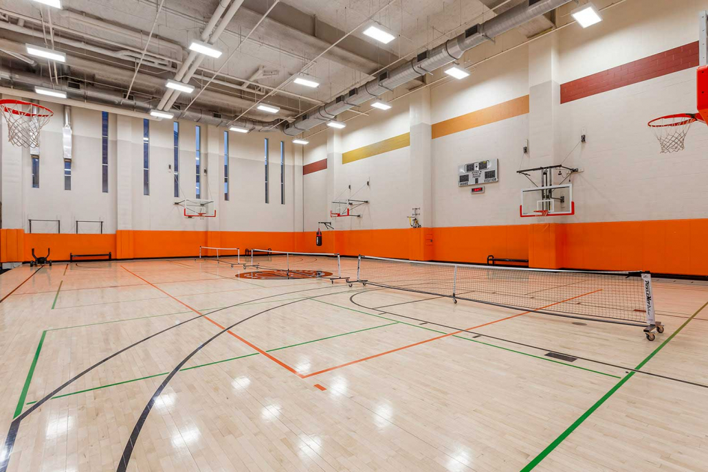 Basketball Court with Pickleball Courts Inside Oak Park Gym.