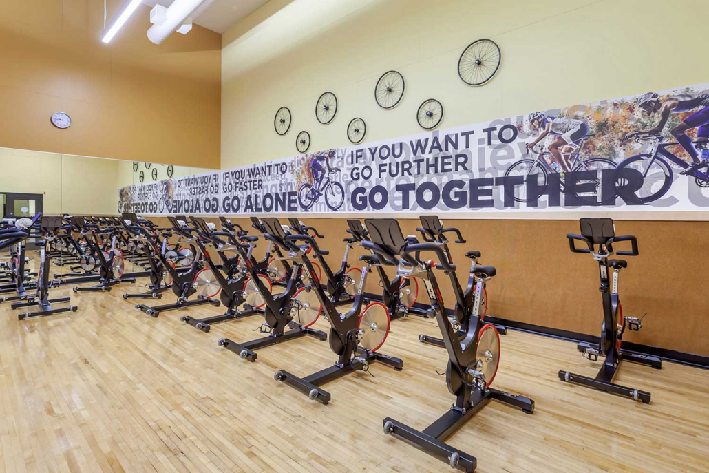 FFC East Lakeview Spin Studio with Life Fitness Bikes.