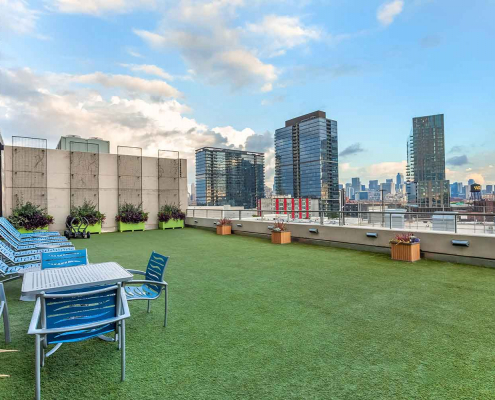 Rooftop Sundeck with Turf at FFC Lincoln Park.