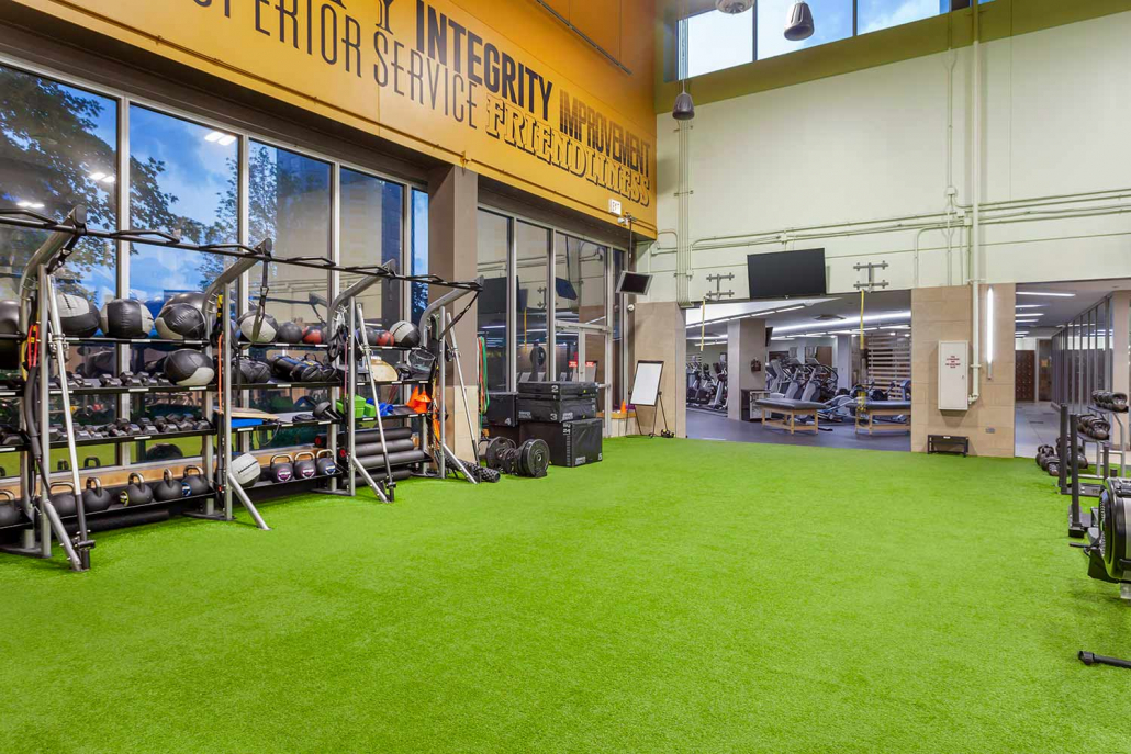 Indoor Turd with Strength and Cardio equipment at FFC West Loop.