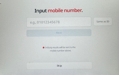 inbody phone number screen