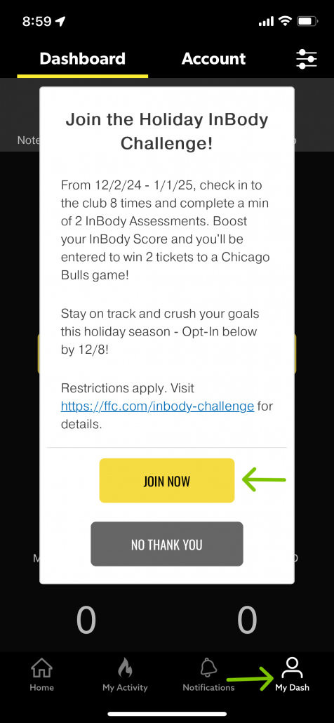 ffc holiday inbody challenge dashboard