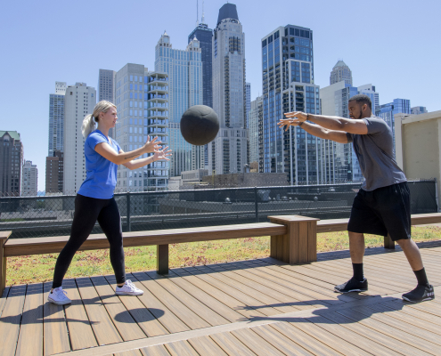 Medicine Ball Toss on the FFC Gold Coast rooftop