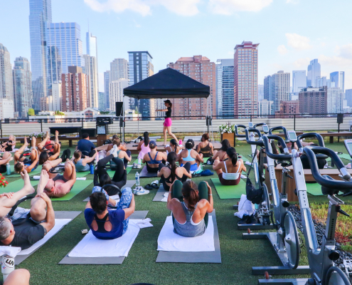 Pilates class on the rooftop at FFC Gold Coast