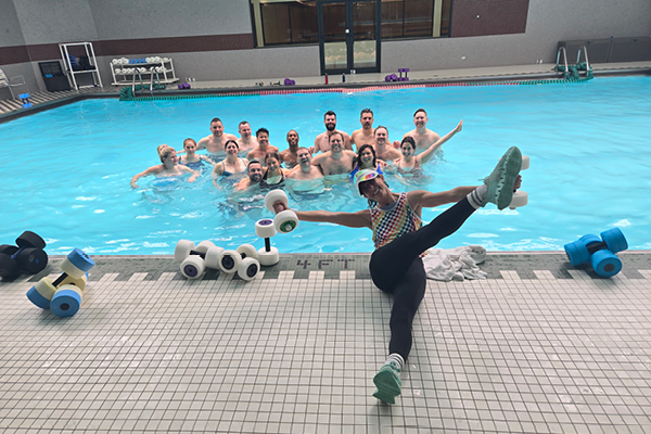 FFC East Lakeview members together after a group hydrofit class