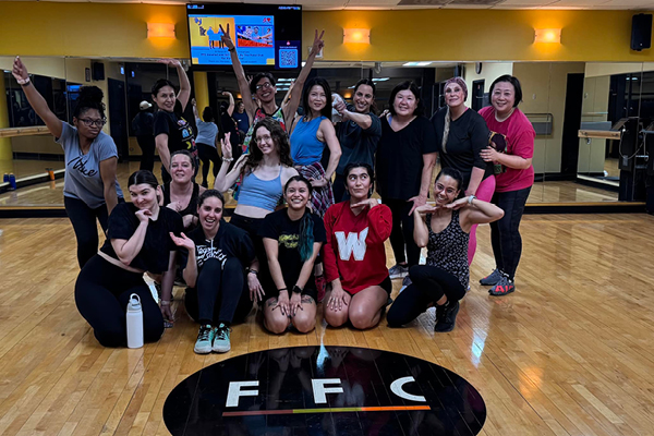 Group photo of FFC Old Town Members after group fitness class
