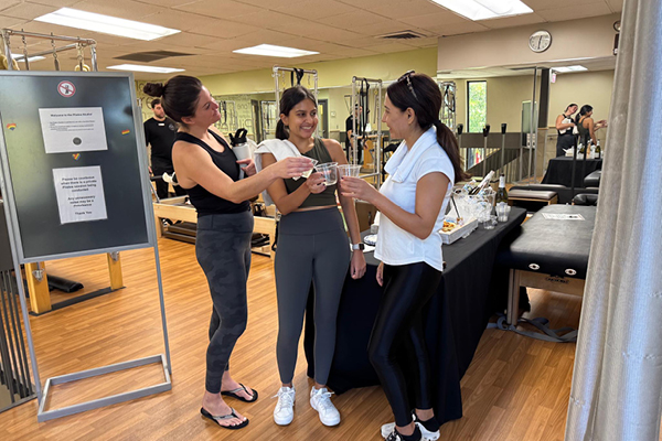 FFC Old Town members enjoying prosecco after pilates class